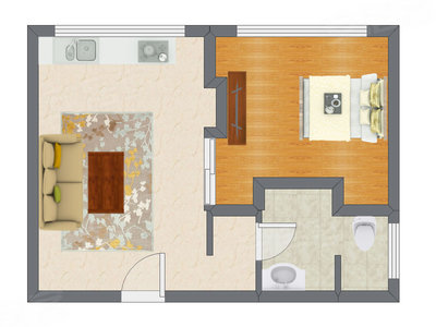 1室1厅 44.00平米户型图