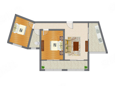 2室1厅 99.76平米户型图