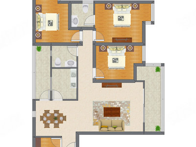 3室2厅 135.93平米户型图