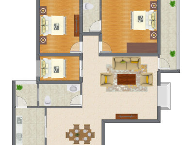 3室2厅 100.99平米