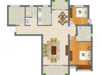 2室2厅 113.85平米户型图