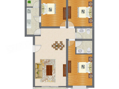 3室2厅 125.55平米