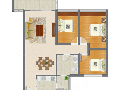 3室2厅 95.40平米户型图