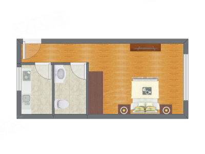 1室0厅 28.98平米户型图