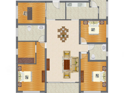 4室2厅 158.00平米户型图