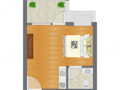 1室0厅 31.60平米户型图