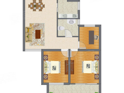3室2厅 92.17平米户型图