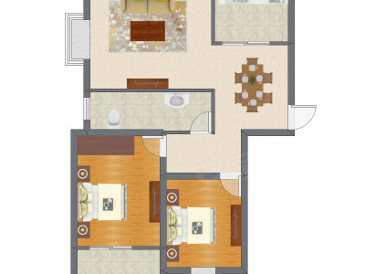 2室2厅 98.00平米户型图