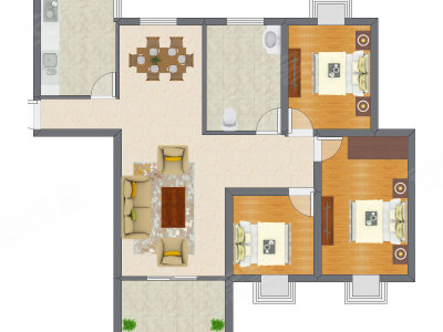 3室2厅 95.82平米户型图
