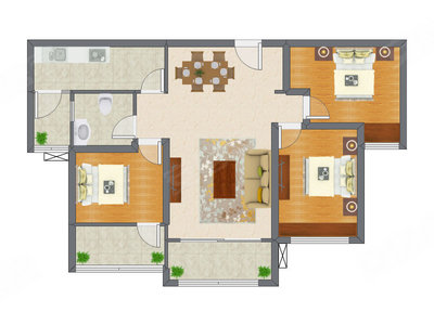 3室2厅 98.81平米