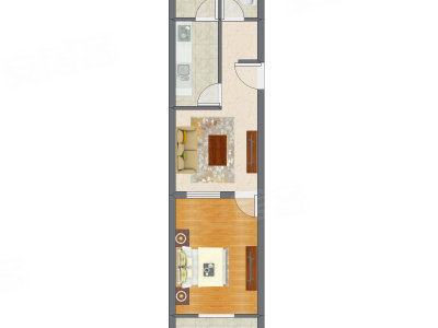 1室1厅 57.11平米户型图