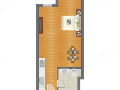 1室1厅 52.02平米