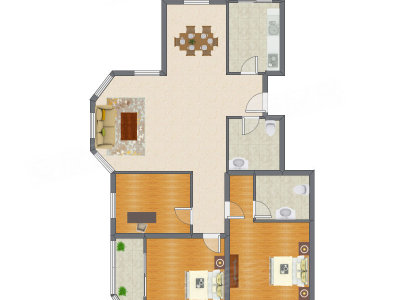 3室2厅 145.91平米