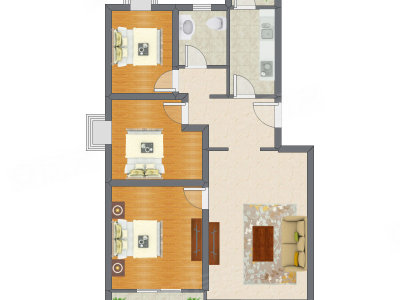 3室1厅 110.71平米户型图