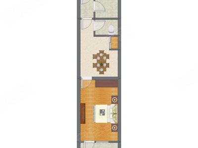 1室1厅 54.22平米户型图