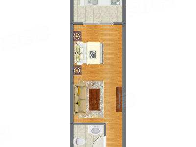 1室1厅 28.75平米户型图
