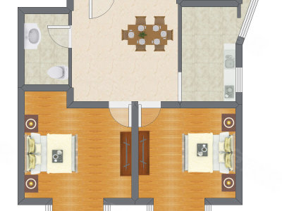 2室1厅 88.70平米