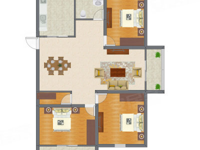 3室1厅 95.34平米户型图
