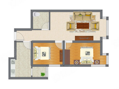 2室2厅 86.46平米户型图