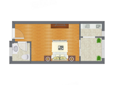 1室0厅 40.06平米户型图