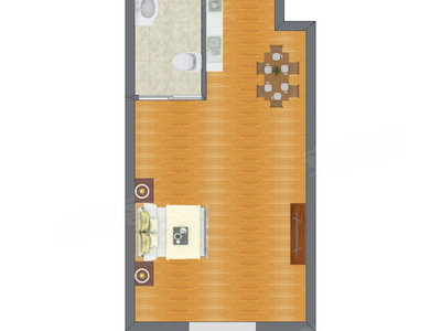 1室1厅 36.36平米户型图