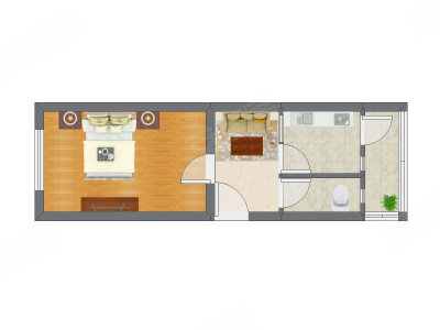 1室1厅 40.60平米户型图