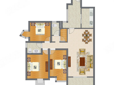 3室2厅 126.50平米户型图