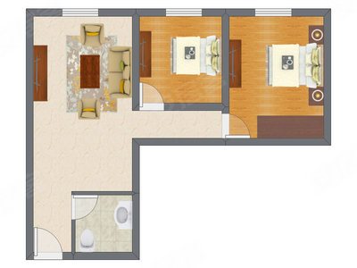 2室1厅 105.00平米户型图
