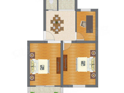 3室1厅 68.62平米户型图
