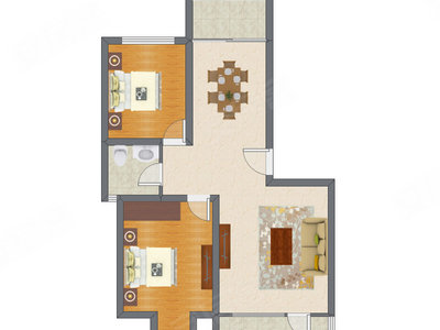 2室2厅 98.21平米
