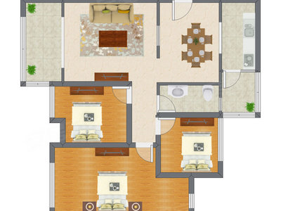 3室2厅 95.55平米