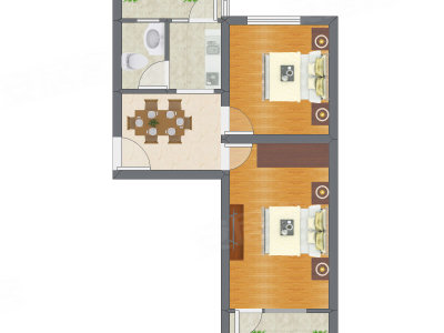 2室1厅 52.60平米户型图