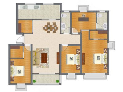 3室2厅 142.90平米户型图