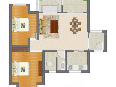 2室2厅 59.14平米