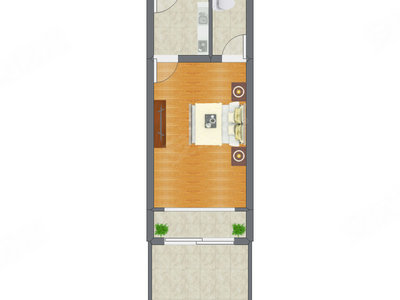 1室0厅 33.04平米户型图