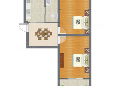 2室1厅 66.01平米