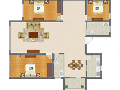 3室1厅 130.36平米
