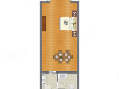 1室0厅 62.28平米户型图
