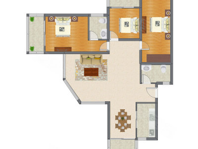 3室2厅 129.51平米