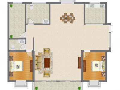 2室2厅 188.00平米户型图