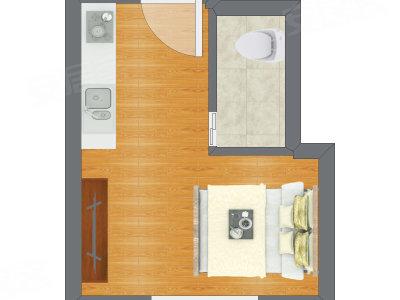 1室0厅 25.39平米户型图
