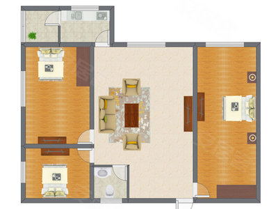 3室1厅 109.36平米户型图