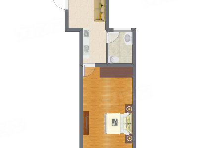 1室1厅 31.83平米户型图