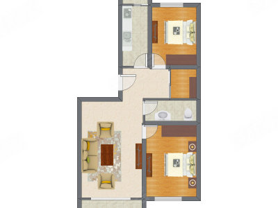 2室1厅 97.40平米户型图
