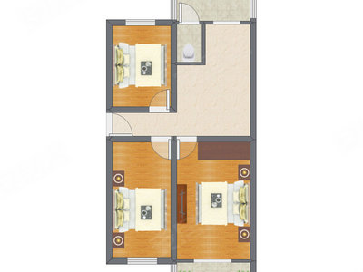 3室1厅 71.00平米户型图