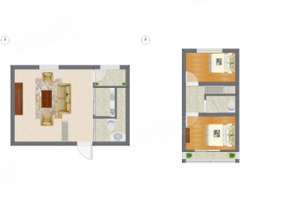 2室2厅 28.69平米户型图