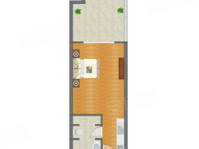 1室0厅 60.11平米户型图