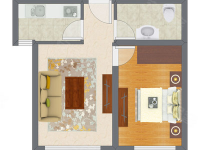 1室1厅 32.42平米户型图
