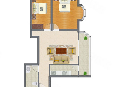 2室1厅 97.18平米