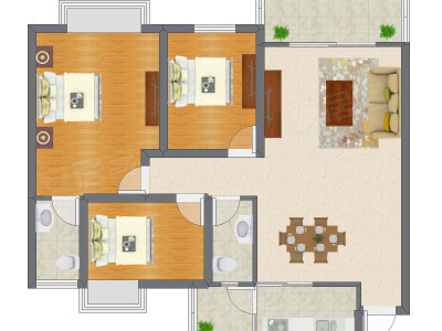 3室2厅 99.00平米